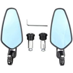 PERLE RARE Universal 22mm Motorrad Rückspiegel Umkehr CNC Rückspiegel Aluminium Oval Motorrad Spiegel (Mirror Blue)