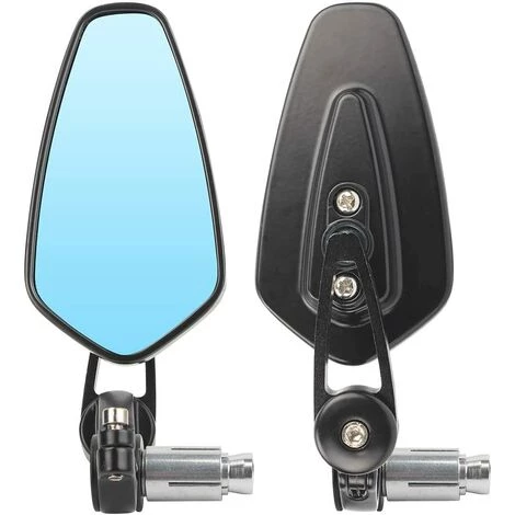 PERLE RARE Universal 22mm Motorrad Rückspiegel Umkehr CNC Rückspiegel Aluminium Oval Motorrad Spiegel (Mirror Blue) 2 PERLE RARE Universal 22mm Motorrad Rückspiegel Umkehr CNC Rückspiegel Aluminium Oval Motorrad Spiegel (Mirror Blue) – Bild 2