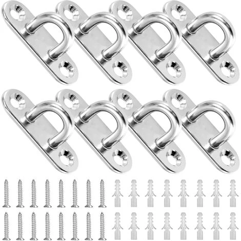 READCLY Ösenplatte Aus Edelstahl, 8 Stück Länglicher Metallhaken Befestigungshaken 40 Kg Tragfähigkeit Für Aufhängungen Für Klettersport Und Heimgebrauch 1 READCLY Ösenplatte Aus Edelstahl, 8 Stück Länglicher Metallhaken Befestigungshaken 40 Kg Tragfähigkeit Für Aufhängungen Für Klettersport Und Heimgebrauch