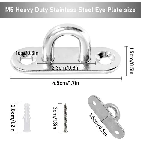 READCLY Ösenplatte Aus Edelstahl, 8 Stück Länglicher Metallhaken Befestigungshaken 40 Kg Tragfähigkeit Für Aufhängungen Für Klettersport Und Heimgebrauch 2 READCLY Ösenplatte Aus Edelstahl, 8 Stück Länglicher Metallhaken Befestigungshaken 40 Kg Tragfähigkeit Für Aufhängungen Für Klettersport Und Heimgebrauch – Bild 2