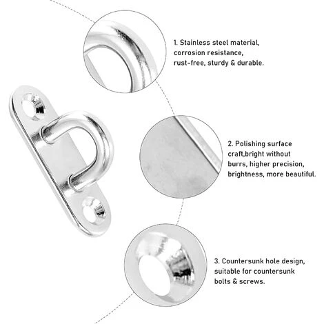 READCLY Ösenplatte Aus Edelstahl, 8 Stück Länglicher Metallhaken Befestigungshaken 40 Kg Tragfähigkeit Für Aufhängungen Für Klettersport Und Heimgebrauch 3 READCLY Ösenplatte Aus Edelstahl, 8 Stück Länglicher Metallhaken Befestigungshaken 40 Kg Tragfähigkeit Für Aufhängungen Für Klettersport Und Heimgebrauch – Bild 3