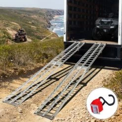 Jago® Auffahrrampe 340kg Pro Rampe - 2er Set, Aluminium, Klappbar, Antirutsch - Laderampe, Auffahrschiene, Anhängerrampe, Verladerampe, Verladeschiene, Fahrrampe -Anhänger & Zubehör Verkäufe 66808926 4