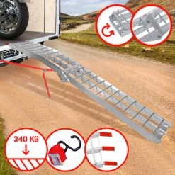 Jago® Auffahrrampe 340kg Pro Rampe - 1er Set, Aluminium, Klappbar, Antirutsch | Laderampe, Auffahrschiene, Anhängerrampe, Verladerampe, Verladeschiene, Fahrrampe