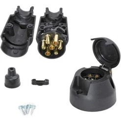 HIASDFLS 7-poliger Anhängerstecker Männlich Und 7-poliger Anhängerstecker Weiblich, 12 V Wasserdichter 7-poliger Anhängerkupplungsstecker, Anhängerstecker Passend Für LKW, Wohnmobil, Auto (Gummistiefel) -Anhänger & Zubehör Verkäufe 67820521 4