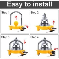 HIASDFLS Anhängerschloss Anti-Diebstahl Anhängerkupplung Anhänger Vorhängeschloss Universal Caravan Trailer Lock Für Trailer Caravan Boat Hitch Kugelschloss 2 Schlüssel (Gelb) -Anhänger & Zubehör Verkäufe 67820612 4
