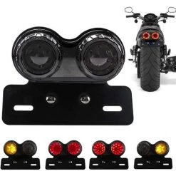 HIASDFLS 40W 40 Leds Motorrad Rücklicht Integriertes Bremslicht Blinker Fahrlicht Mit Kennzeichenhalter Für Harley (schwarze Linse)