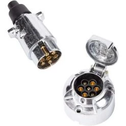 HIASDFLS Anhängerstecker & 7-poliger Metallsockel, 12 V Wasserdichter 7-poliger Anhängerstecker, 7-poliger Anhängerkupplungsstecker, 7-poliger Anhängerstecker Passend Für LKW/Wohnmobil/Auto (Aluminiumlegierung)