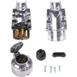 HIASDFLS Anhängerstecker & 7-poliger Metallsockel, 12 V Wasserdichter 7-poliger Anhängerstecker, 7-poliger Anhängerkupplungsstecker, 7-poliger Anhängerstecker Passend Für LKW/Wohnmobil/Auto (Aluminiumlegierung) -Anhänger & Zubehör Verkäufe 67820690 5