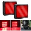 QERSTA 2 Stück LED-Rücklicht Für Anhänger, Quadratische LED-Anhängerlichter 24 V, Weiße Hintere Bremslichter, Nebelscheinwerfer Für LKW/Anhänger/Wohnwagen/Traktor/Auto, Rot