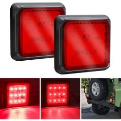 QERSTA 2 Stück LED-Rücklicht Für Anhänger, Quadratische LED-Anhängerlichter 24 V, Weiße Hintere Bremslichter, Nebelscheinwerfer Für LKW/Anhänger/Wohnwagen/Traktor/Auto, Rot