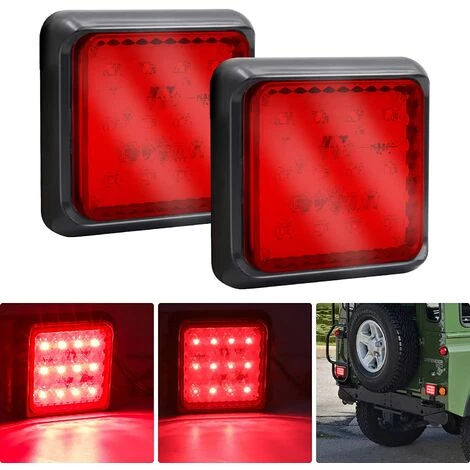 QERSTA 2 Stück LED-Rücklicht Für Anhänger, Quadratische LED-Anhängerlichter 24 V, Weiße Hintere Bremslichter, Nebelscheinwerfer Für LKW/Anhänger/Wohnwagen/Traktor/Auto, Rot 1 QERSTA 2 Stück LED-Rücklicht Für Anhänger, Quadratische LED-Anhängerlichter 24 V, Weiße Hintere Bremslichter, Nebelscheinwerfer Für LKW/Anhänger/Wohnwagen/Traktor/Auto, Rot