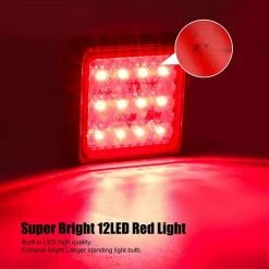 QERSTA 2 Stück LED-Rücklicht Für Anhänger, Quadratische LED-Anhängerlichter 24 V, Weiße Hintere Bremslichter, Nebelscheinwerfer Für LKW/Anhänger/Wohnwagen/Traktor/Auto, Rot 8 QERSTA 2 Stück LED-Rücklicht Für Anhänger, Quadratische LED-Anhängerlichter 24 V, Weiße Hintere Bremslichter, Nebelscheinwerfer Für LKW/Anhänger/Wohnwagen/Traktor/Auto, Rot -Anhänger & Zubehör Verkäufe 68112457 4