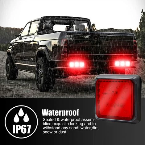 QERSTA 2 Stück LED-Rücklicht Für Anhänger, Quadratische LED-Anhängerlichter 24 V, Weiße Hintere Bremslichter, Nebelscheinwerfer Für LKW/Anhänger/Wohnwagen/Traktor/Auto, Rot 5 QERSTA 2 Stück LED-Rücklicht Für Anhänger, Quadratische LED-Anhängerlichter 24 V, Weiße Hintere Bremslichter, Nebelscheinwerfer Für LKW/Anhänger/Wohnwagen/Traktor/Auto, Rot – Bild 5