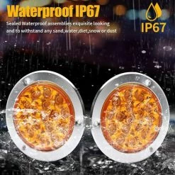 QERSTA 2CPS 4 Zoll LED Bremsrücklicht Bernstein, 16LED Bremsstopp Rücklicht Chromring Wasserdicht IP67 -Anhänger & Zubehör Verkäufe 68112475 3