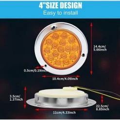 QERSTA 2CPS 4 Zoll LED Bremsrücklicht Bernstein, 16LED Bremsstopp Rücklicht Chromring Wasserdicht IP67 -Anhänger & Zubehör Verkäufe 68112475 4