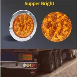 QERSTA 2CPS 4 Zoll LED Bremsrücklicht Bernstein, 16LED Bremsstopp Rücklicht Chromring Wasserdicht IP67 -Anhänger & Zubehör Verkäufe 68112475 5