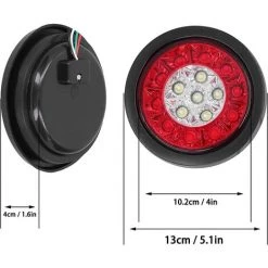 QERSTA 12-24V Rücklichter 16 Lampen LED Rundes Rücklicht Rot Weiß Farblicht Blinker Helle Rücklichter Montage Für LKW Anhänger Wohnmobil -Anhänger & Zubehör Verkäufe 68112480 4