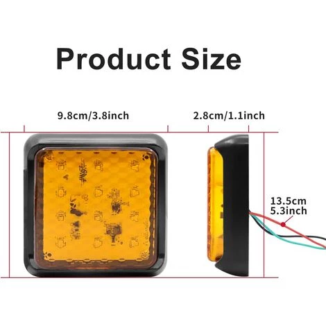 QERSTA 2PCS LED-Rücklicht Für Anhänger, Quadratische LED-Anhängerlichter 24 V Weiße Hintere Bremslichter Nebelscheinwerfer Für LKW/Anhänger/Wohnwagen/Traktor/Auto, Bernstein 2 QERSTA 2PCS LED-Rücklicht Für Anhänger, Quadratische LED-Anhängerlichter 24 V Weiße Hintere Bremslichter Nebelscheinwerfer Für LKW/Anhänger/Wohnwagen/Traktor/Auto, Bernstein – Bild 2