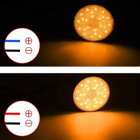 QERSTA 2er Pack Motorrad 12V LED Rundreflektor Bremslicht / Abblendlicht (Bernsteinlicht) 4 QERSTA 2er Pack Motorrad 12V LED Rundreflektor Bremslicht / Abblendlicht (Bernsteinlicht) – Bild 4