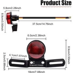 QERSTA Motorrad-Rücklicht Mit Halterung, Runde Motorrad-Kennzeichenleuchte, 12-V-Bremslicht -Anhänger & Zubehör Verkäufe 68113510 3