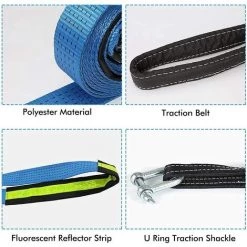 MONLY M 8-Tonnen-Abschleppseil, Auto-Abschleppseil Mit 2 Sicheren Handschuhen, 2 Schäkeln, Reflektierendem Streifen Für Auto-Geländewagen -Anhänger & Zubehör Verkäufe 68290452 5